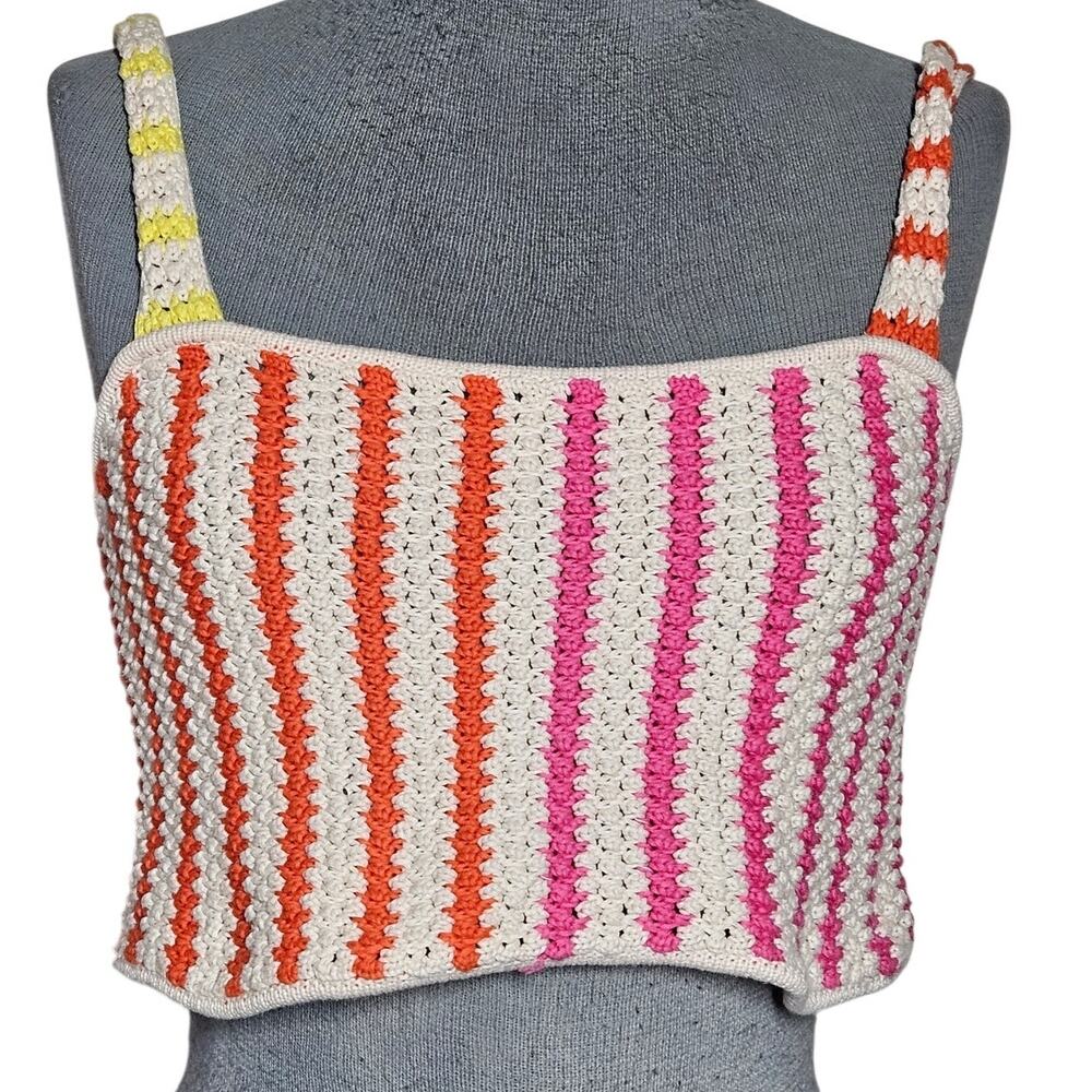 Knit Multi Color Crop Top Size Small